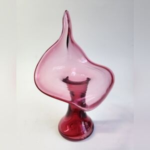 Antique cranberry glass Jack in the Pulpit vase